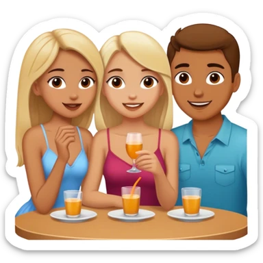 2 girls and a guy vibing on a date sticker