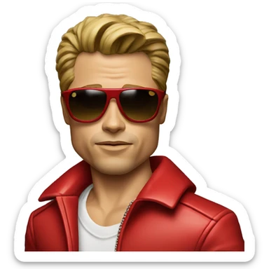  brad pitt with sunglasses and red jacket fight club sticker