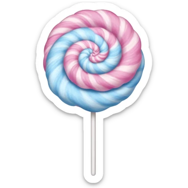 Cotton Candy, Pink Swirl Cotton Candy – classic fluffy pink spiral on a white stick. sticker