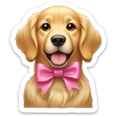 Golden retriever with a pink bow sticker