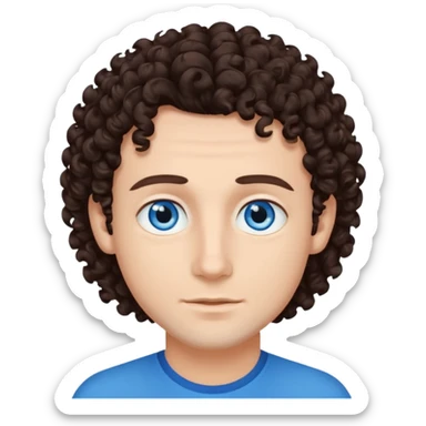 homme yeux bleu azur,cheveux brun foncé bouclé sticker