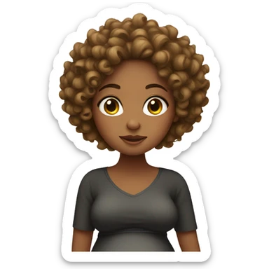 Pregnant girl with curly hair sticker