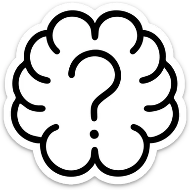 question mark inside brain sticker