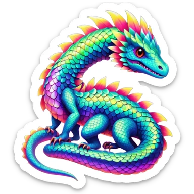 An exotic scaly neon tropical animalistic fantasy edgy badass cool realistic unique bizarre eccentric Fakémon-creature (full body) sticker