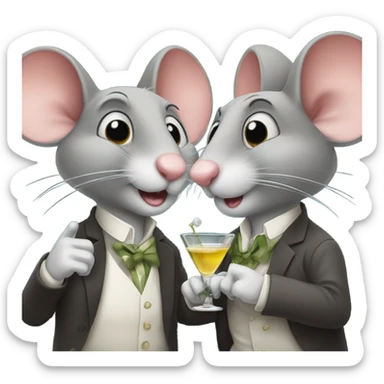 two mice with martinis sticker
