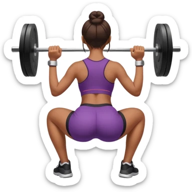 brown skin asian girl doing squats, big butt, back view sticker