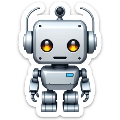 Create a Pixelated robot emoji. Needs to be cartoonish with an outline aro sticker