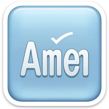 light blue word "AMEN" simple font in rectangle sticker