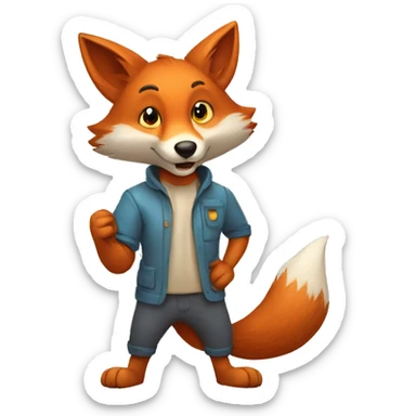cartoon fox He holds the mouse in his left hand sticker