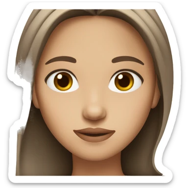 Girl white skin brown hair brown eyes middle part sticker