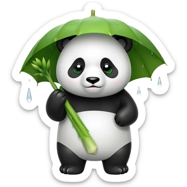 Panda covering himself from rain with leek sticker