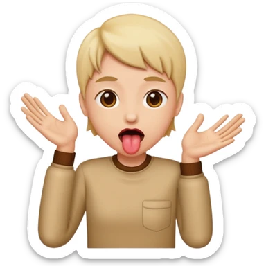 Tounge out with hands to the side sticker
