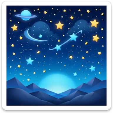 Beautiful night sky filled with stars, cosmic scene, deep blue with bright stars sticker