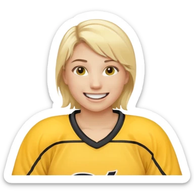 Girl hockey player with yellow jersey sticker