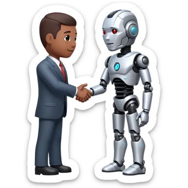 cyborg doing a handshake with business man sticker