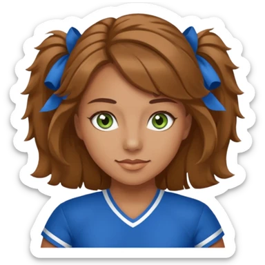 Im low-key kinda tan I have greenish blue hazel eyes I have light brown hair and I a cheerleader sticker