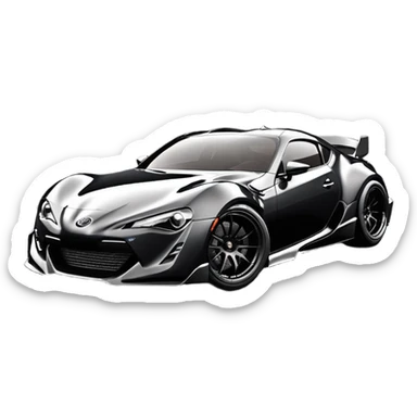  Venom’s aerodynamic opulent dark futuristic concept loosely based on 2013 Toyota 86 (flat long straight faceted mechanical body) lightweight stealthy street hot rod drifter  sticker
