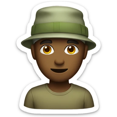 an olive wearing a bucket hat sticker