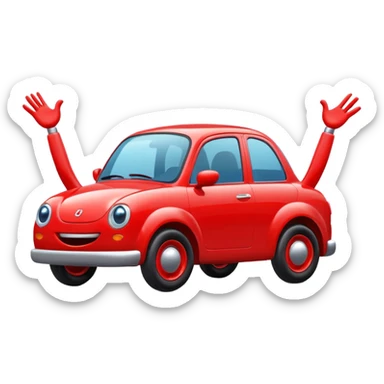 dancing car with arms and legs and silly fave sticker