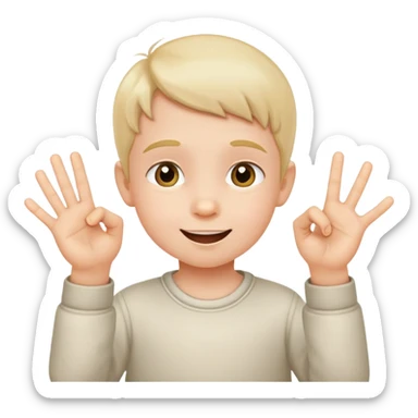 child counting on fingers, cheerful and educational sticker