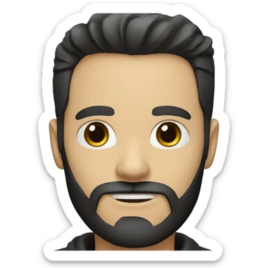 a white man with a black beard and a fashionable dark brown hairstyle is intrigued sticker