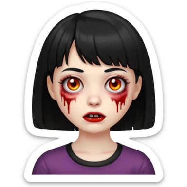 zombie emoji girl with short bangs and black hair sticker