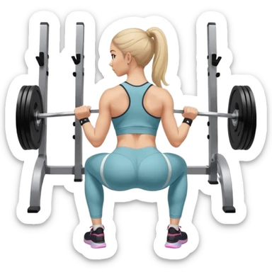 girl working out glutes shirt on but showing from behind but she's squatting and full body zoomed out also more coverage please  sticker