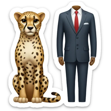 A cheetah in a classic suit sticker
