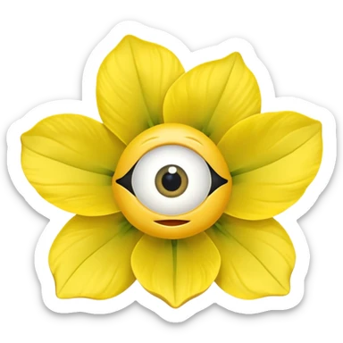 five leaved yellow anemone eye mouth sticker