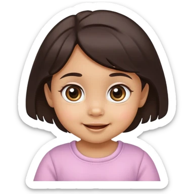 smiling baby girl with big eyes, medium skin tone, and dark hair sticker