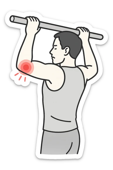 gomito dolorante alle trazioni sticker