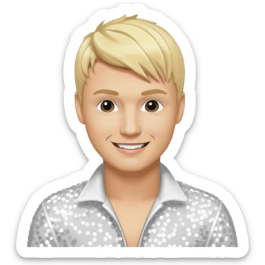 Nick Carter from Backstreet Boys with blonde hair, white sequin outfit sticker