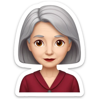 i need an image of a older woman named bonny who is a bind fund manager. where dark red professional dress with grey hair sticker
