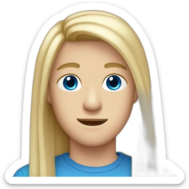 blue-eyed male teen with long straight blond hair sticker
