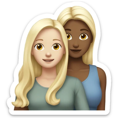 The white blonde woman hugs the white brown haired girl sticker