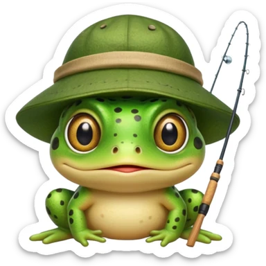 An adorable toad fishing sticker