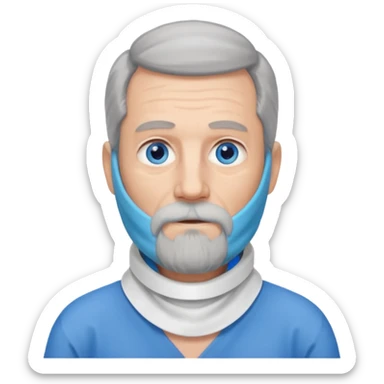 Older man with a long beard, a hard neck brace, and blue eyes. sticker