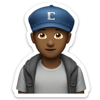 A boy wear cap sticker