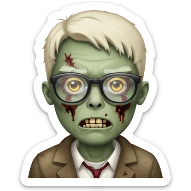 Zombie with broad glasses more visible glasses, some difference between zombie and glasses, half body sticker