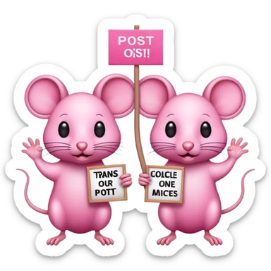 Transgenic mice with protest signs sticker