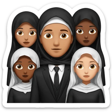 1 man 3 veiled women sticker