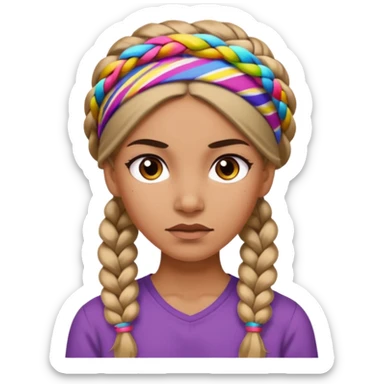 big lose braided woman face wiith big visible braids and headband on head sticker