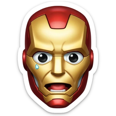 Create an Iron Man crying with laughter sticker