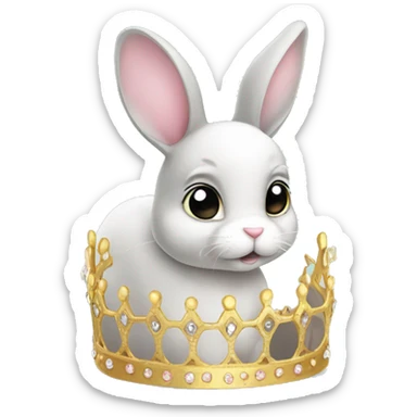 Cute Bunny with tiara  sticker
