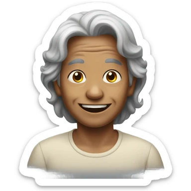 happy boys with old woman with long black hair sticker