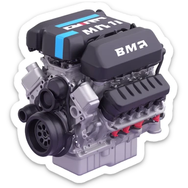 BMW M12 Formula 1 engine, 3D emoji style, shiny sticker