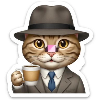 cat corleone mafia coffe sticker