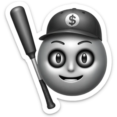 Bomb emoji holding a baseball bat with money sign eyes sticker