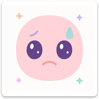 a face showing stress about the future but still going with the flow, with worried eyes, a small tense smile, and a sweat drop, in a style that balances anxiety and acceptance sticker