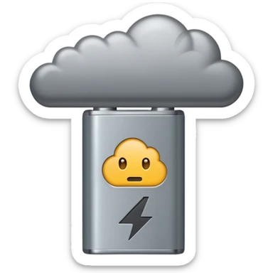  battery with no energy and a gray cloud abouve the head sticker